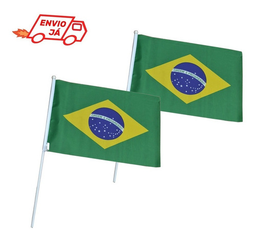 Kit Bandeira Do Brasil De Mão 20x14 - 2 Unid.