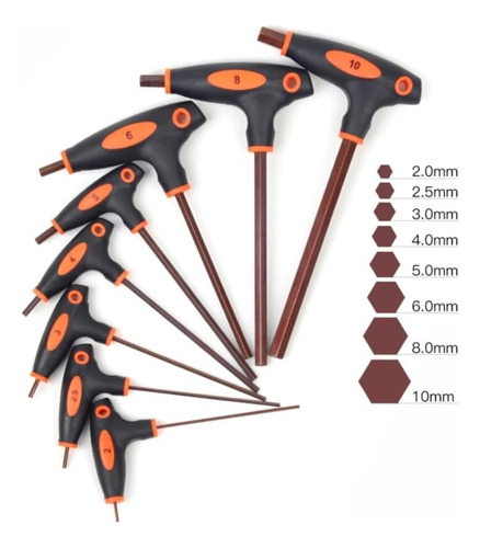 Unifizz De 7 Mm Metr T-handle Hex Key Dual Flat Flat Hexagon