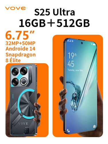 Últimas Ofertas Celular Dual Sim Vove Gt 20 Pro Android 14 Smartphone 7.3 Pulgadas Pantalla Grande Pantalla Ram16+512 Suppora 5g Red Ofertas Teléfono Negro