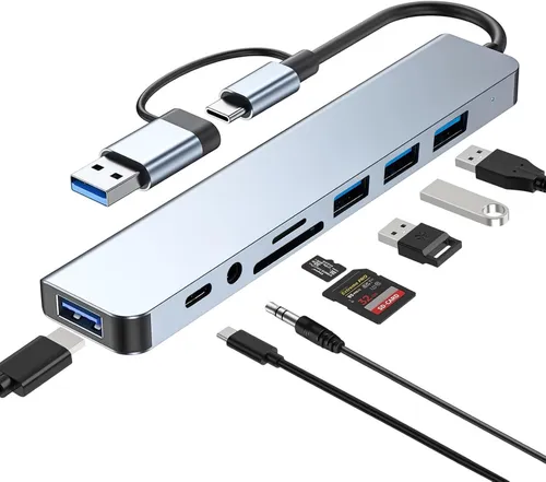 Hub Adaptador Portátil Usb C 8 Puertos Hdmi Tipo C Sd Plug