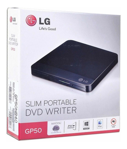 Imagem 1 de 2 de Gravador De Dvd Externo Slim LG Gp50