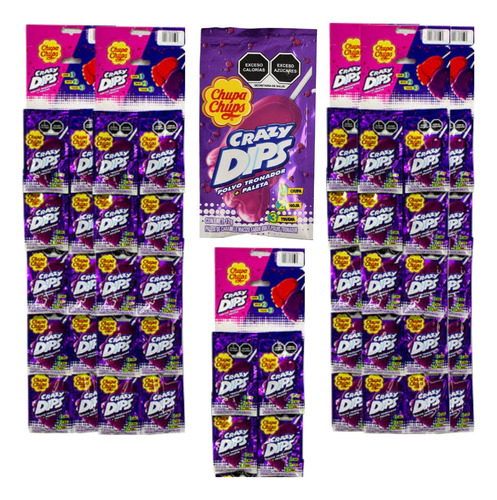 Paleta Pie Uva Polvo Tronador 70pz Crazy Dips Chupa Chups