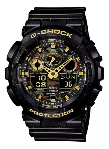 Reloj Casio G-shock Ga-100cf-1a9 Para Hombre Correa Negro Bisel Negro Fondo Negro