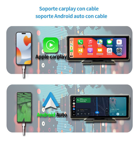 Para Estéreo Inalámbrico Coche 10 Carplay Android Auto