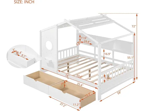 Merax Sofá Cama De Madera Con Cajones Y Estantes