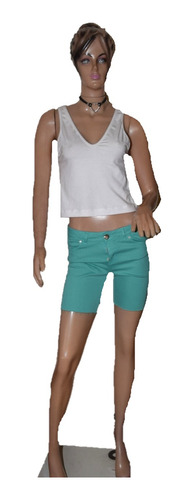 Scombro Short De Jean Color Verde Promo