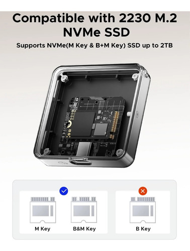 Case Prores Nvme Ssd 2230 Expansão Memoria Iphone 15 Pro/max Cinza