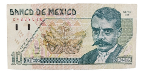 Billete 10 Pesos Emiliano Zapata Estado Regular 