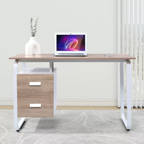 Guogo Mesa De Estudio De Oficina Minimalista Escritorio Con Dos Cajones Estudio Para Oficina En Casa Escritorios Modernos Escritorio Blanco