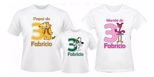 Kit Camiseta Personalizada Doki E Sua Turma 3 Peças