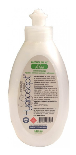 Alcohol Gel Hydrosept 340 Ml Difem Pharma - Despacho En 72 H