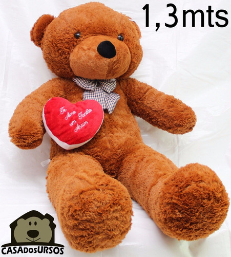 Imagem 2 de 10 de Urso De Pelúcia Gigante 1,3 Mt Com Coração Presente Namorada