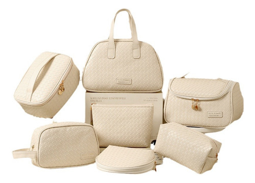 Bolsa De Maquillaje Con Textura Tejida En Poliuretano De Gra