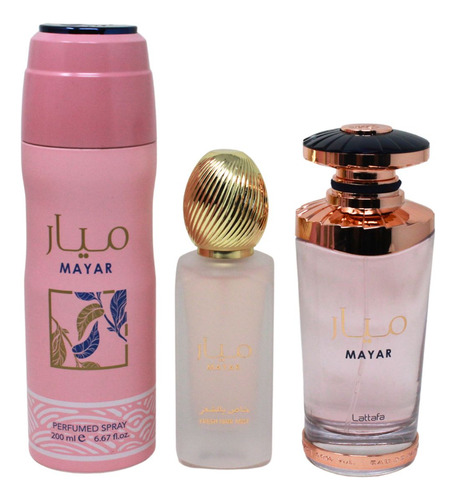 Lattafa Mayar Set De 3 Pz Con Body Mist Para Mujer