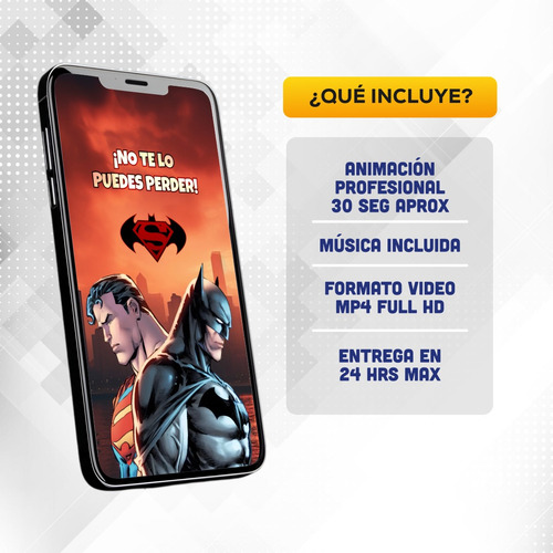 Video Invitacion De Cumpleaños Animada Batman Y Superman Azul Oscuro