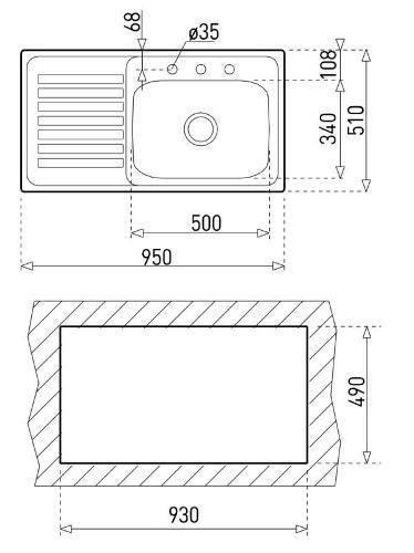 Fregadero Teka Empotrar 950.510 1c 1e Izq. 3ø 8351130