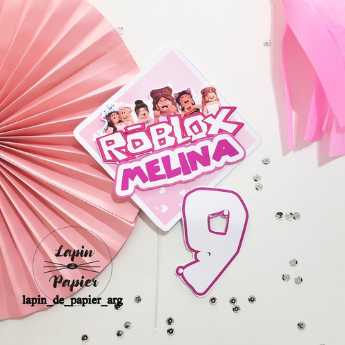 Adorno Torta Cake Topper Cumpleaños Deco Mes Roblox Nena Op4