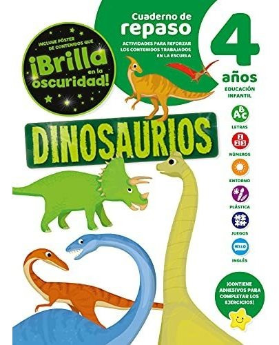 Cuaderno De Repaso Dinosaurios Con Poster Luminiscente 4 Año