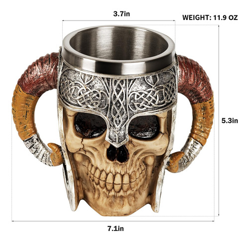 Taza De Calavera Taza Vikinga - Taza De Café Con Jarra De Ce