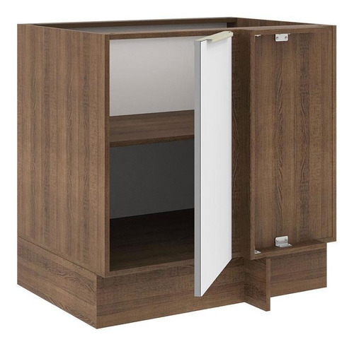 Balcão De Canto Lux Madesa 1 Porta (sem Tampo) Rbv Cor Rustic/Branco Veludo
