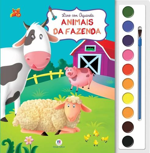 Livro Animais Fazenda Aquarela Tinta Pincel Colorir Infantil