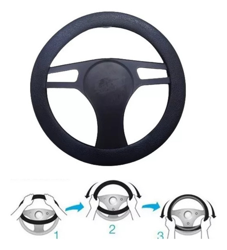 Forro De Volante De Silicon Negro Universal Se Adapta