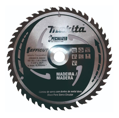 Disco Sierra Widia Ø185mm Makita B-68600 45d Efficut P/mader