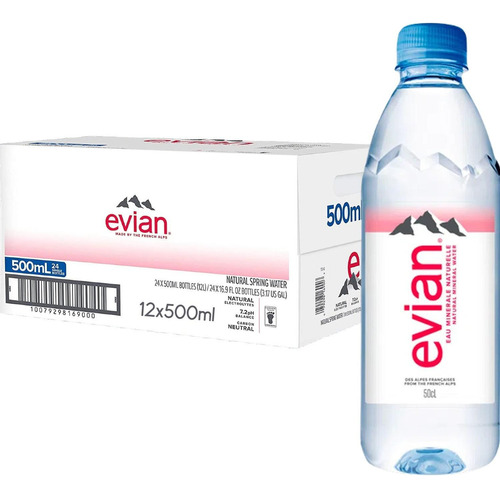 Água mineral Evian Pet  com gás   garrafa  pacote x 12 u