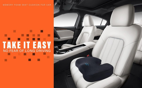 Cojín Asiento Memory Foam Ergonómico Alivio Cóccix Negro Liso