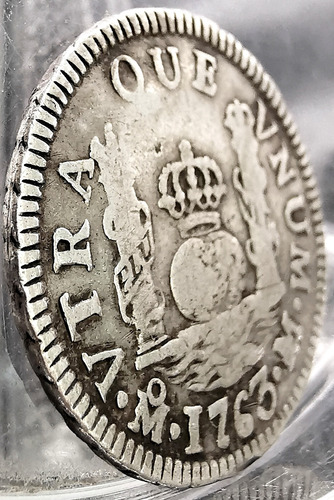 Moneda 1 Real Plata 1763 Columnaria
