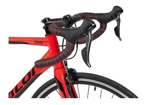 Bicicleta Caloi Strada Speed Claris R2000 2x8 16V, color aluminio, marco rojo, talla M