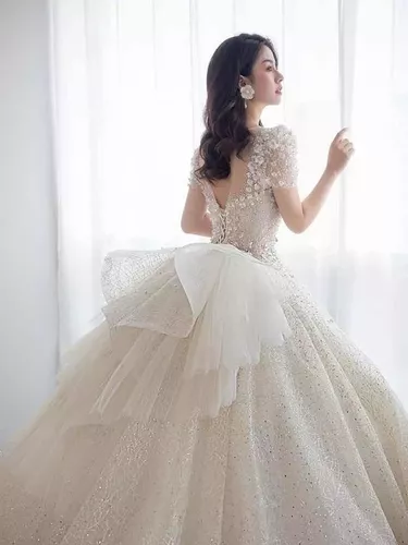 Vestido De Noiva Estilo Princesa Bordado Pérolas Brinde Véu