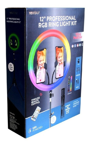 Imagen 4 de 4 de Aro Luz Led Colores 12,trípode Plegable 1 O 2 Celulares