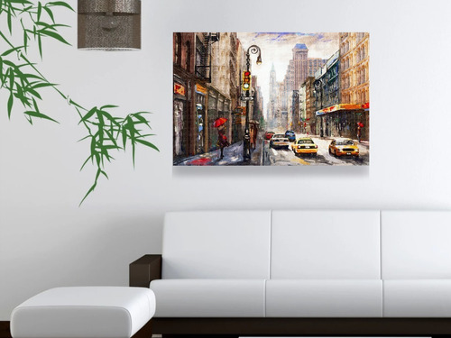 New York Calle Cuadro Decorativo Tipo Óleo 65x40