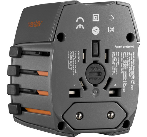 Imagen 8 de 10 de Ventev Hub De Carga Multipuerto 4 Conectores Ac 2 Puertosusb