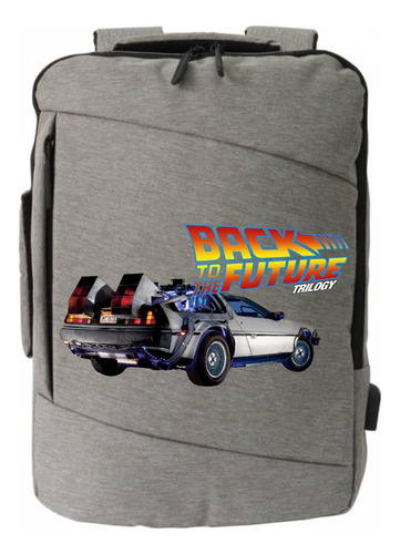 Morral Espalda Back To The Future Maleta Portafolio Gris