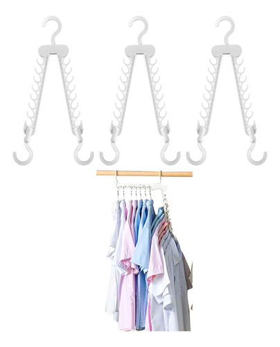 Gancho Organizador De Ropa Multiple Ahorrador Espacio 3 Pzs Color Blanco