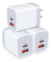 Comprar Paquete De 3 Cargadores Rapidos De 20w Ciqily Doble Puerto