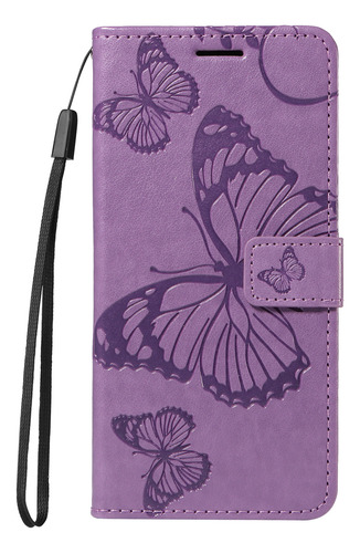 Funda Tipo Cartera De Poliuretano Multifuncional De Alta Calidad De La Serie Motorola Con Soporte, Ranura Para Tarjetas, Etc., Color Morado