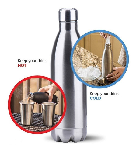 Imagem 2 de 8 de Garrafa Térmica Cantil Squeeze Grande Inox Original 1 Litro