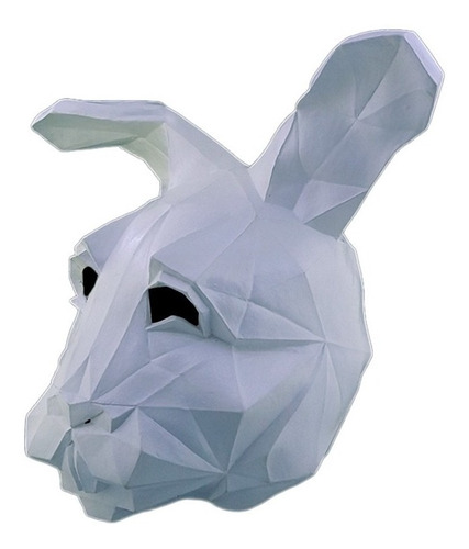 Máscara Conejo Con Polígonos En 3d Disfraz Bunny Divertido