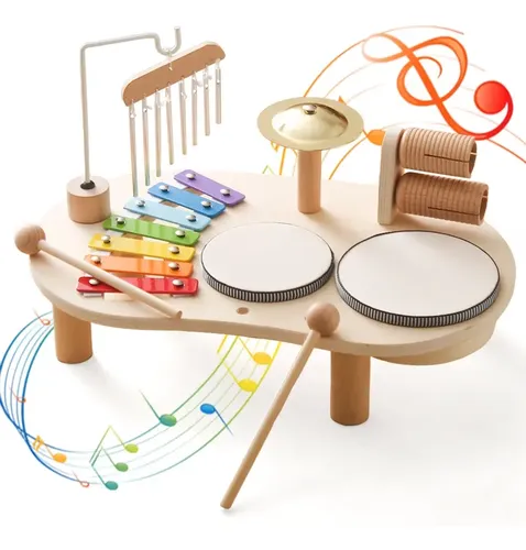 ZLPBAO Set De 34 Instrumentos Musicales De Madera Para Niños – Kit Educativo Musical Con Mochila, Regalo De Cumpleaños Y Navidad Para Bebés De 1 Año En Adelante