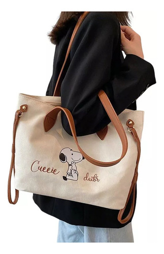 A4 Bolsa Snoopy De Lona Informal Bolsos Cercanías Para Mujer
