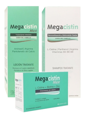 Megacistin Max X 30 Cmpr + Locion + Shampoo Anticaida