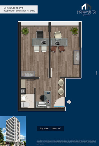 Oficina 2 Privados Con Estacionamiento Piso 15 