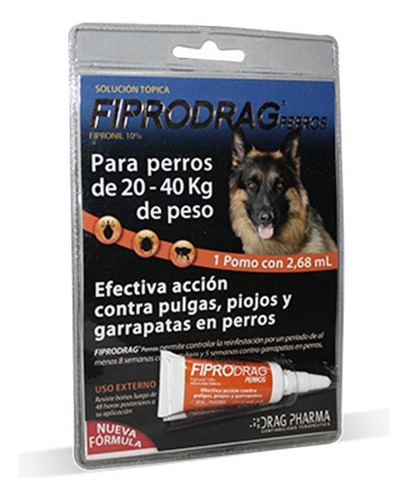 Pipeta Fiprodrag Antipulga Perros De 20 A 40 Kg Mh