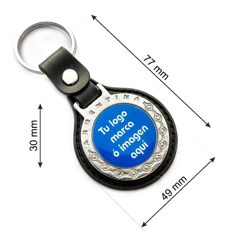 Llaveros Símil Cuero Redondo Personalizados Arg Pack 50u.