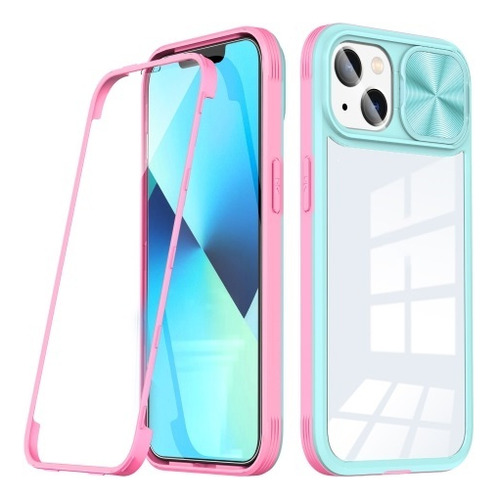 Cover Slide 360º Turquesa / Rosado - iPhone 14 Icase