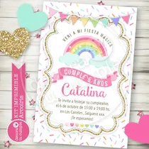 Comprar Kit Imprimible Arcoiris Nubes Corazones Candybar Invitación