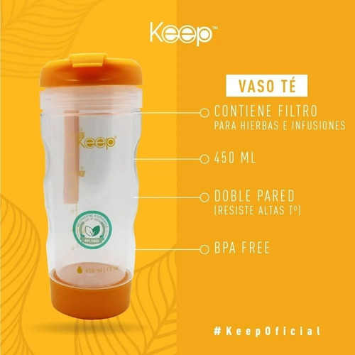 Imagen 5 de 6 de Vaso Termico Con Filtro Infusor De Té 450ml Keep